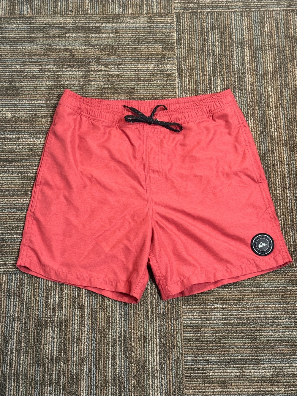 Quiksilver Coral Red Volley Shorts with Black Drawstring